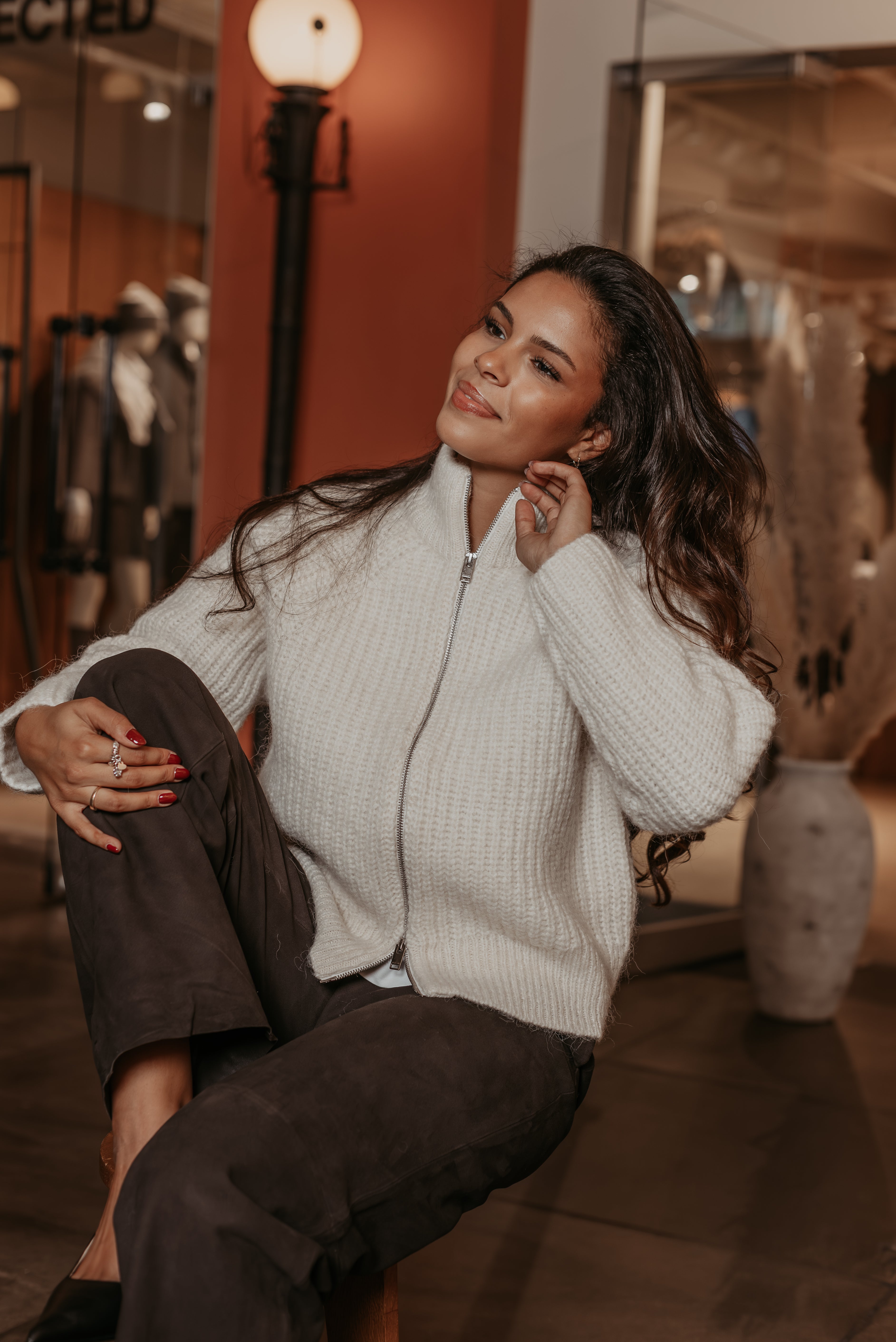 Anjuli Zip Cardigan - Hvit/ Snow White